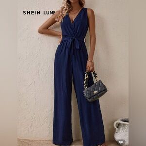 SHEIN Blue Wide Leg Pants with Relaxed Silhouette
